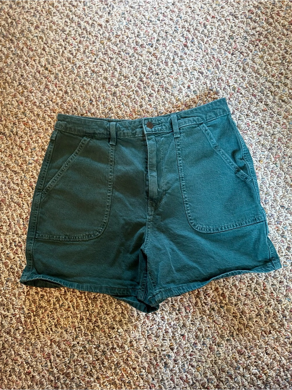 High-Rise Forest Green Women's Utility Jean Shorts